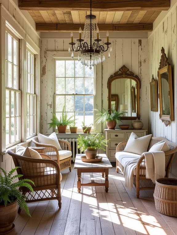 elevate sunroom with vintage mirrors
