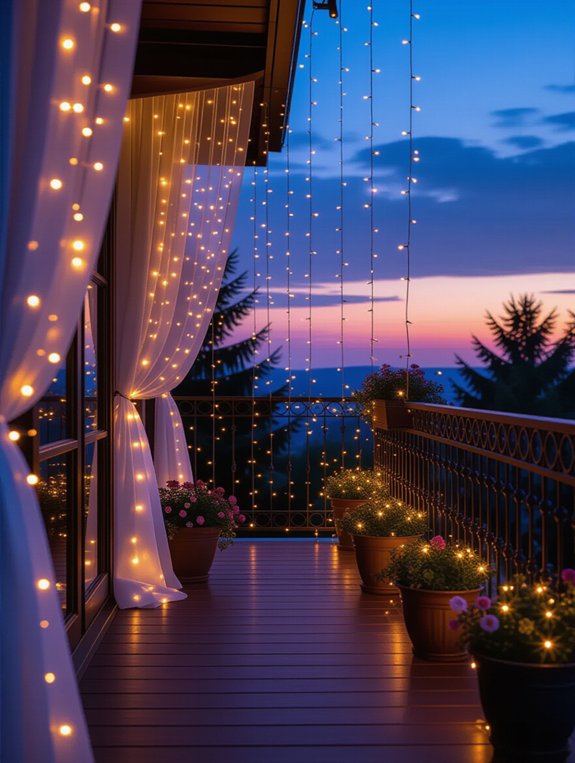 enchanting balcony fairy lights