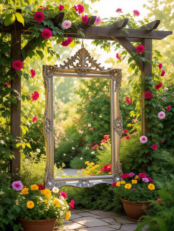 enhance garden with mirrors