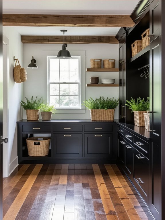 farmhouse chic open shelving