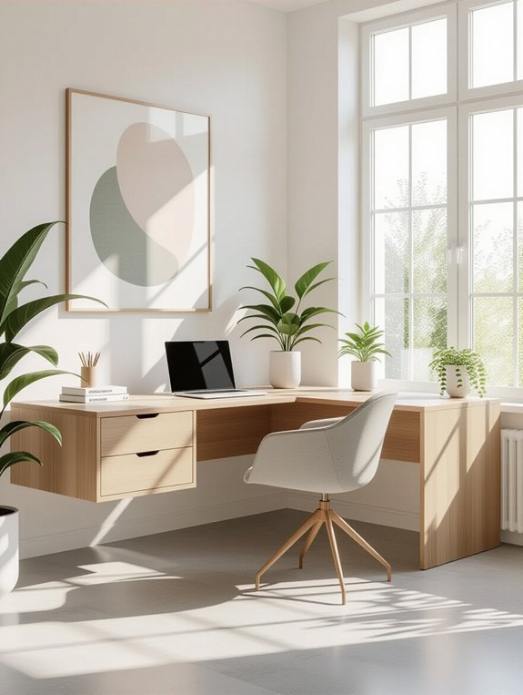 floating corner desk design