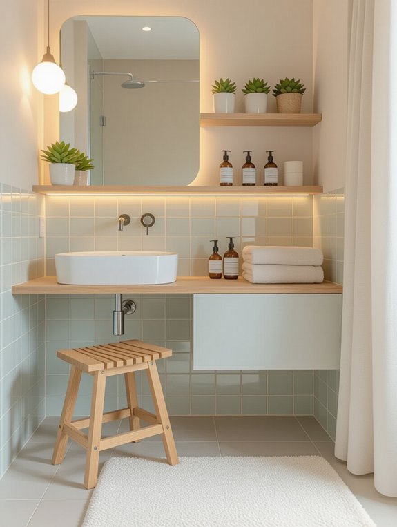 folding stool enhances bathroom versatility