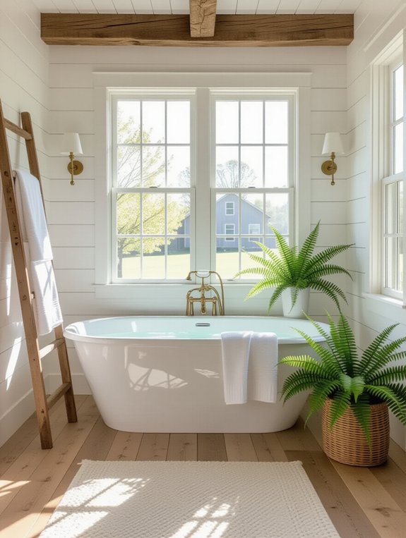 freestanding bathtub enhances decor