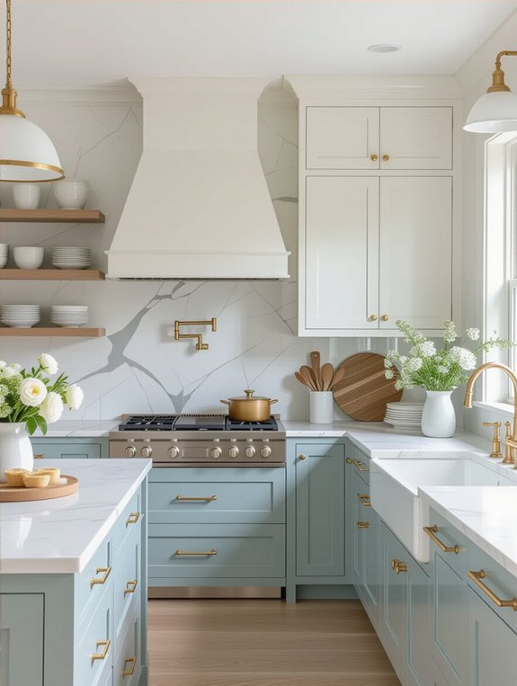 fresh light blue cabinets