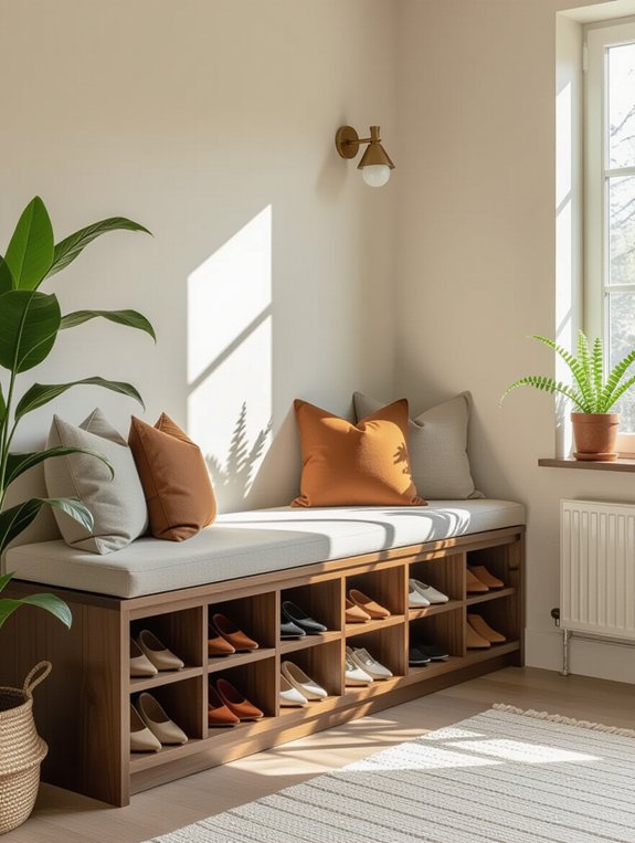 functional storage entryway bench