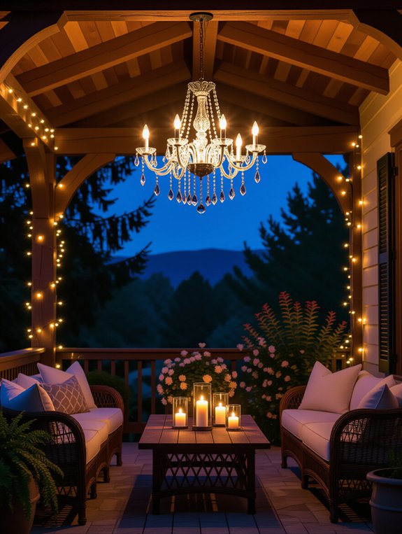 glamorous outdoor chandelier decor