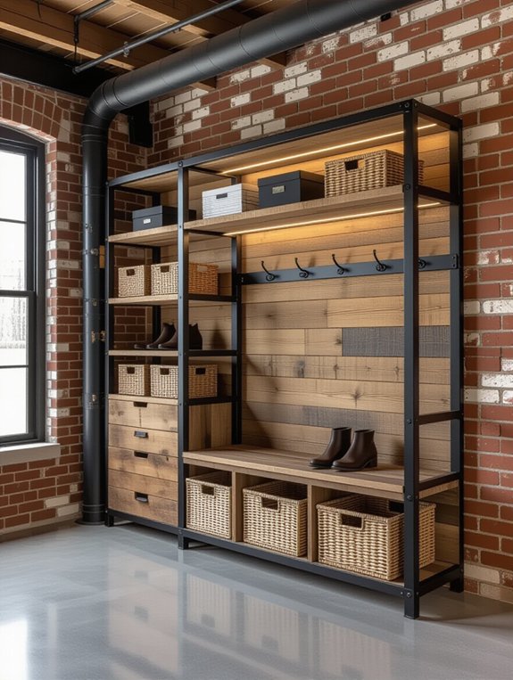 industrial chic shoe storage