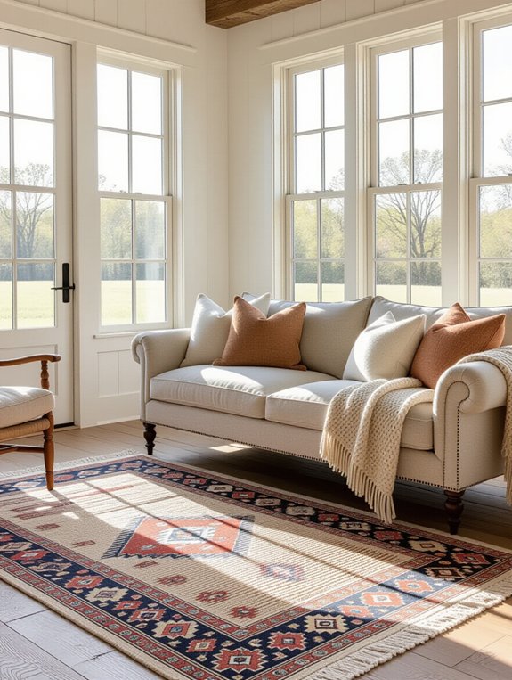 layered rugs for warmth