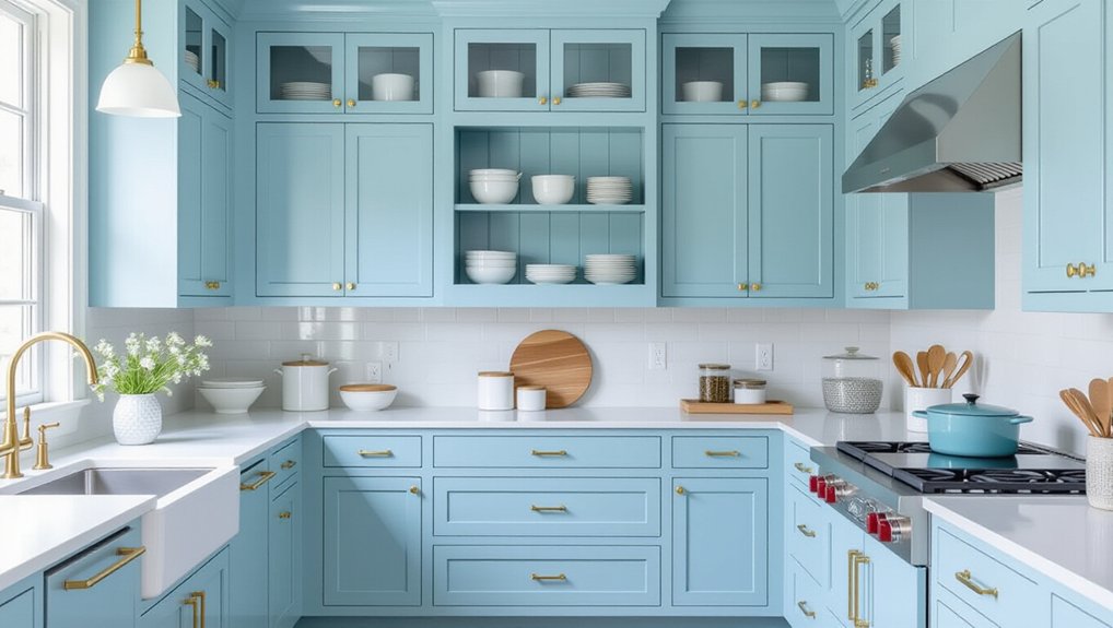 light blue kitchen cabinets