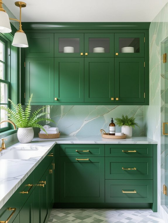 luxurious forest green bathrooms