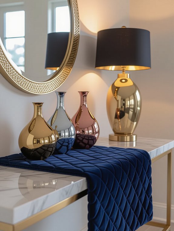 luxurious metallic decor accents