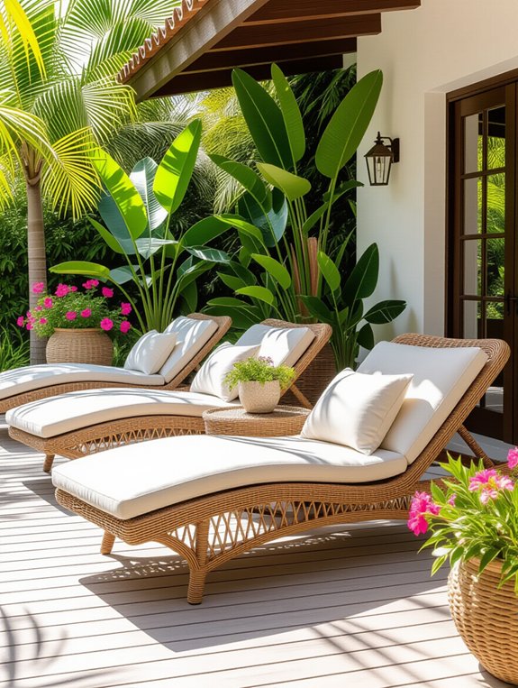 luxurious outdoor relaxation loungers