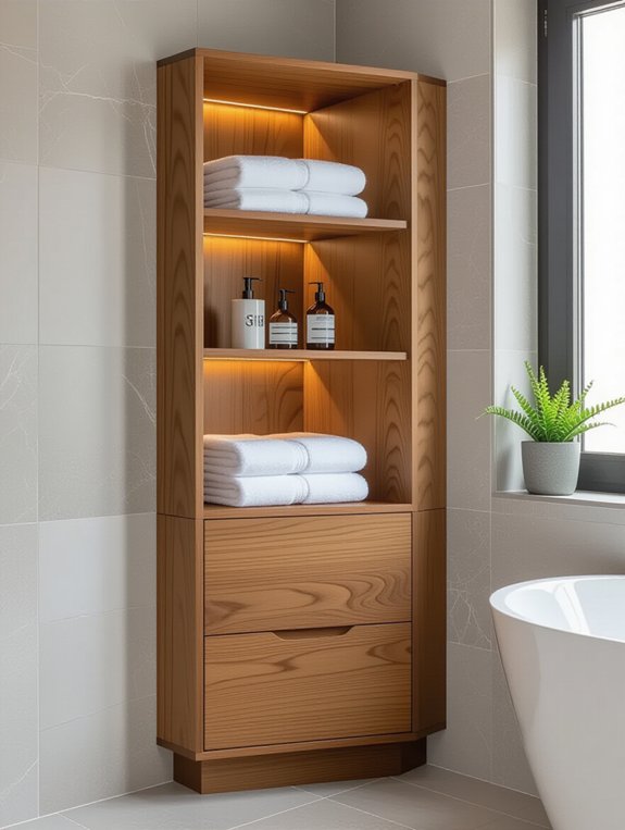 maximize bathroom corner storage