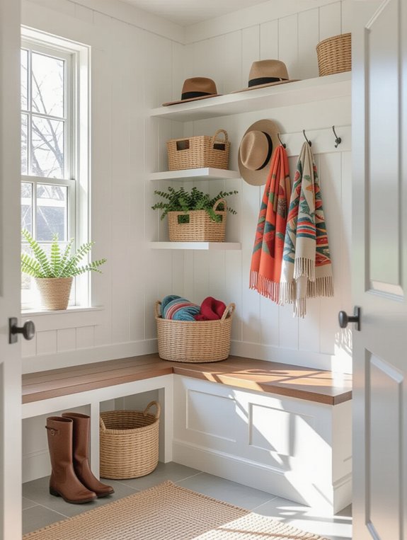 maximize mudroom storage space