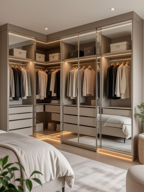 mirrored doors expand space