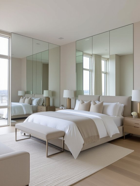 mirrors enhance bedroom depth