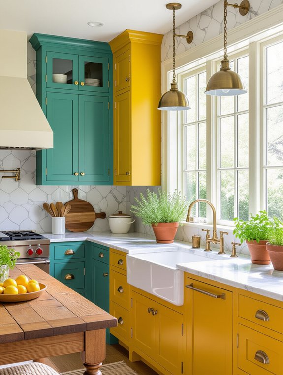mismatched cabinetry inspires creativity