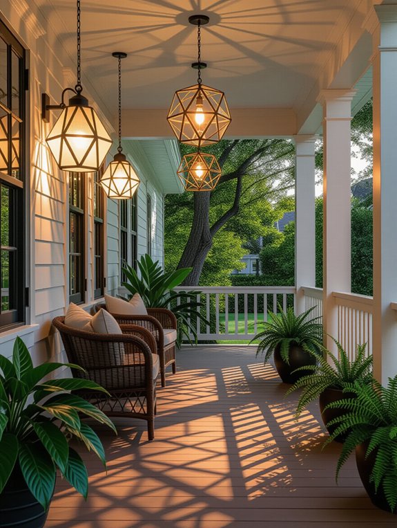 modern geometric porch lighting