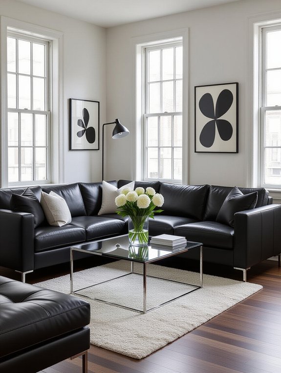 modern sleek leather sofa