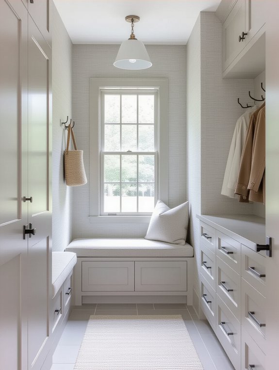 monochromatic elegance enhances entryway