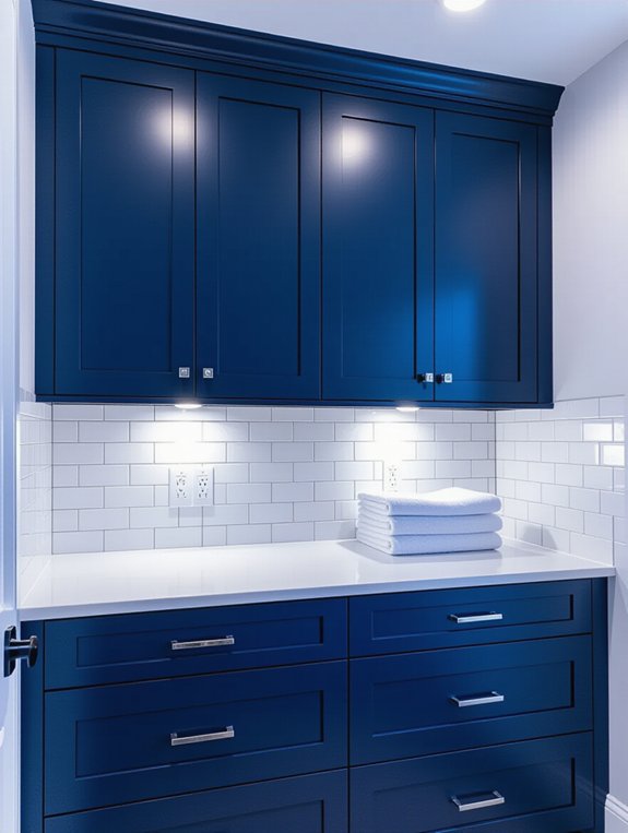 navy blue white accents