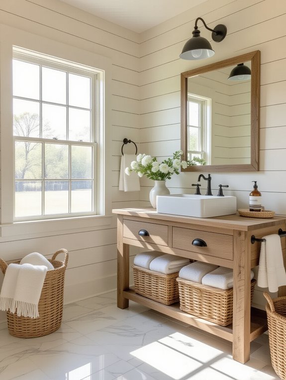 neutral farmhouse bathroom palette