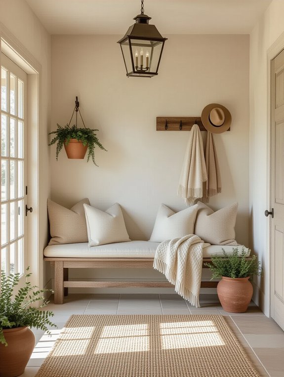 neutral farmhouse entryway decor