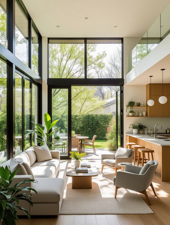 open living with garden views