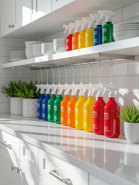 organize spray bottles neatly
