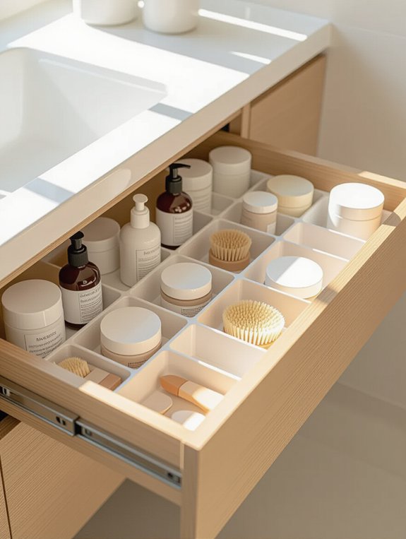 organized bathroom drawer storage