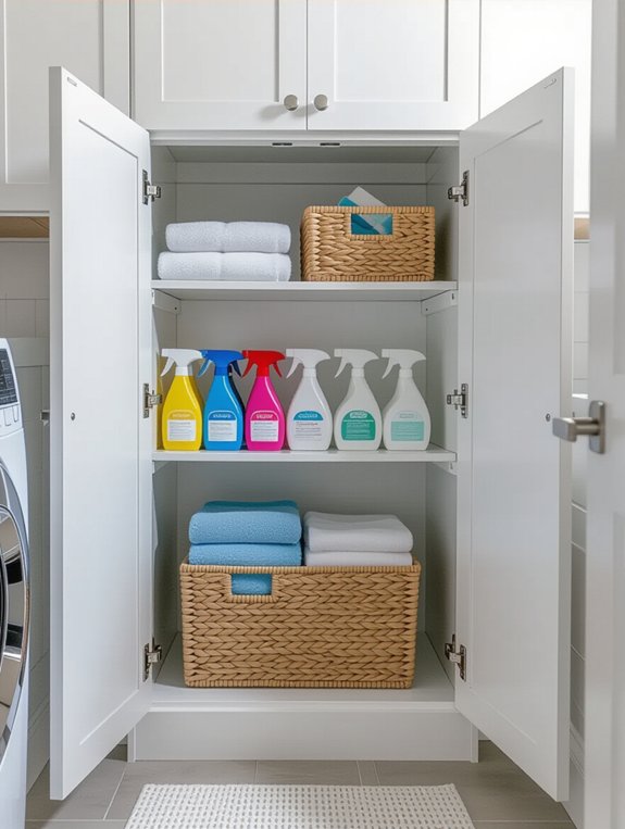 organized cleaning supply storage