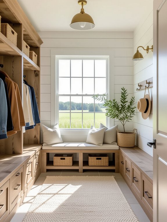 organized family mudroom lockers