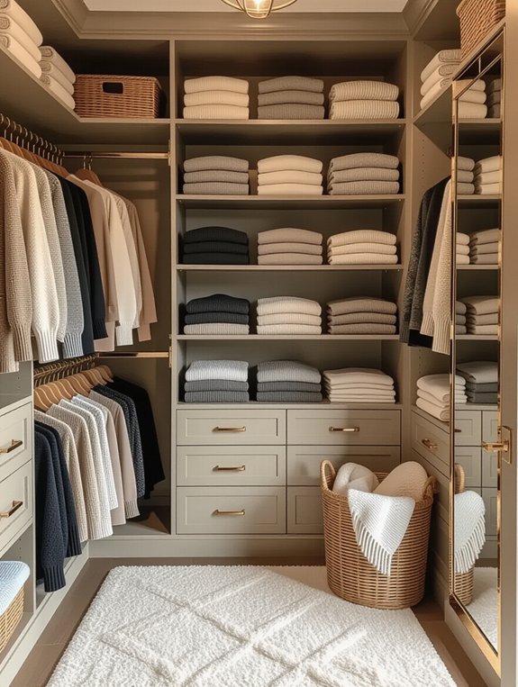 organized folded sweater storage
