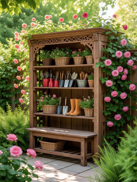organized garden tool storage