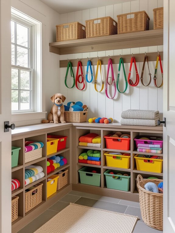 organized pet supply station