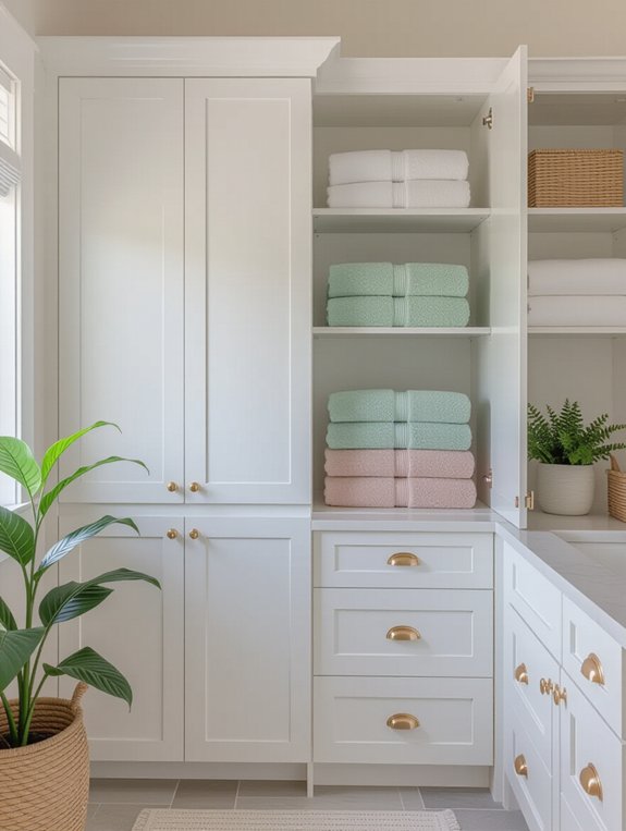 organized towel storage cabinet