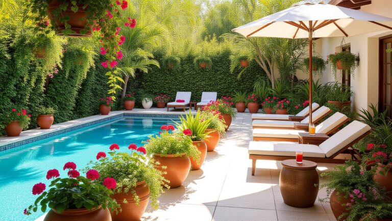 potted plants for poolside decor