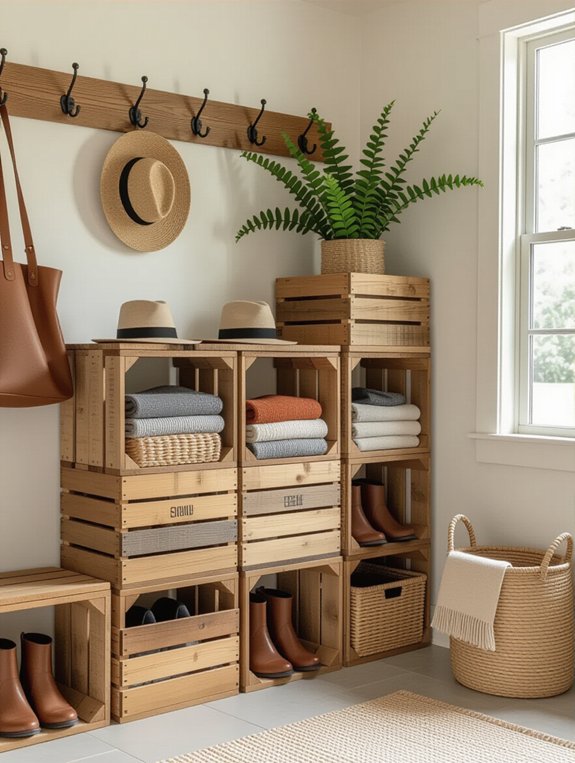 repurposed crates shelving unit