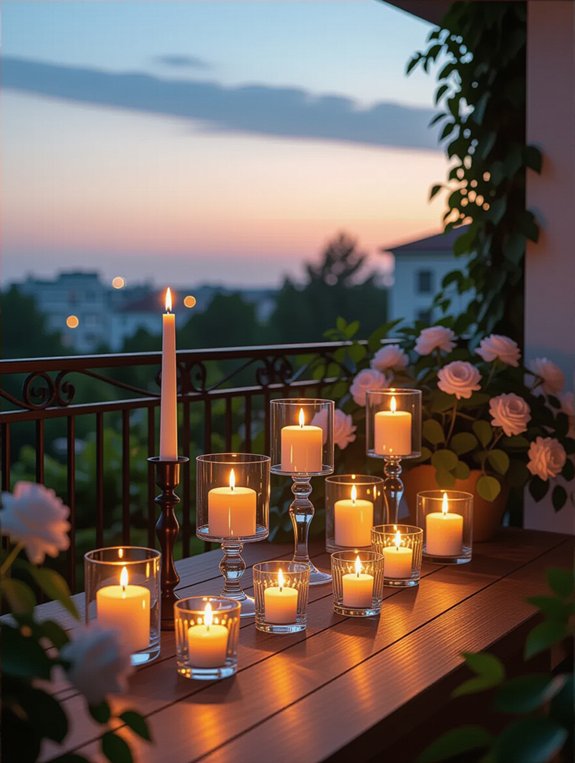 romantic candlelight balcony decor