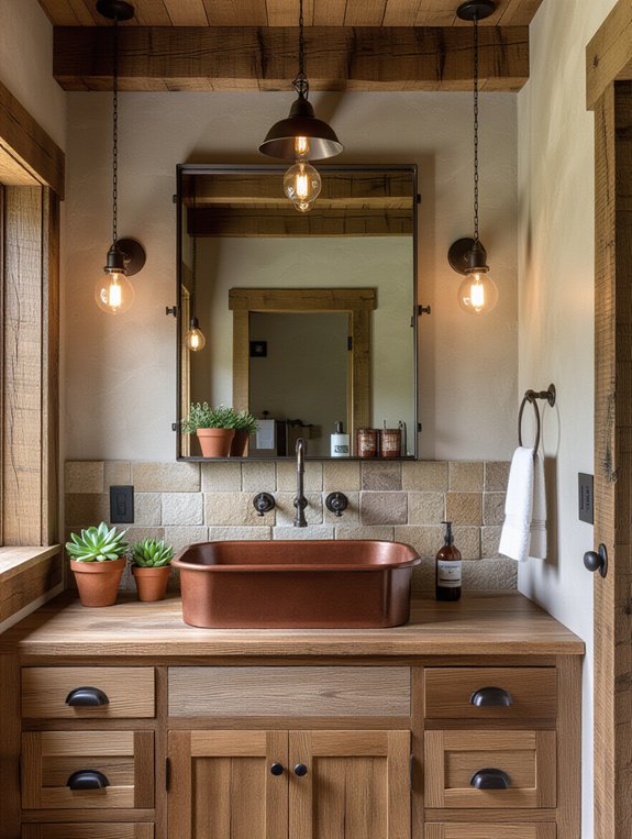 rustic bathroom metal fixtures