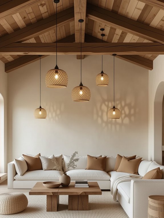 rustic beams with lighting