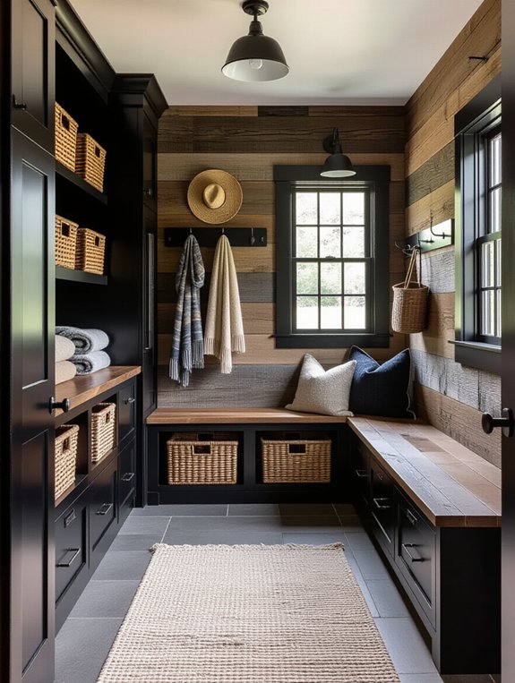 rustic black wood cabinets