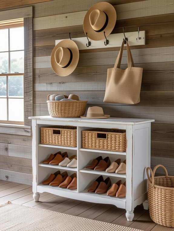 rustic entryway shoe storage