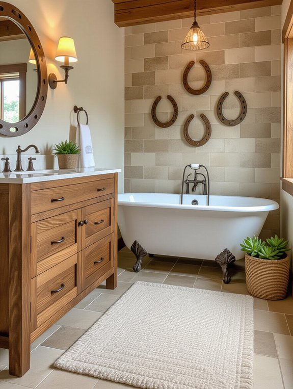 rustic horseshoe bathroom decor