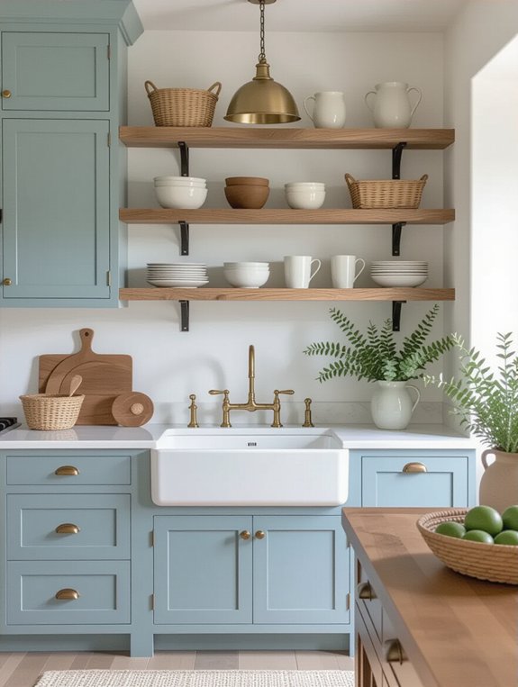 rustic soft blue kitchens