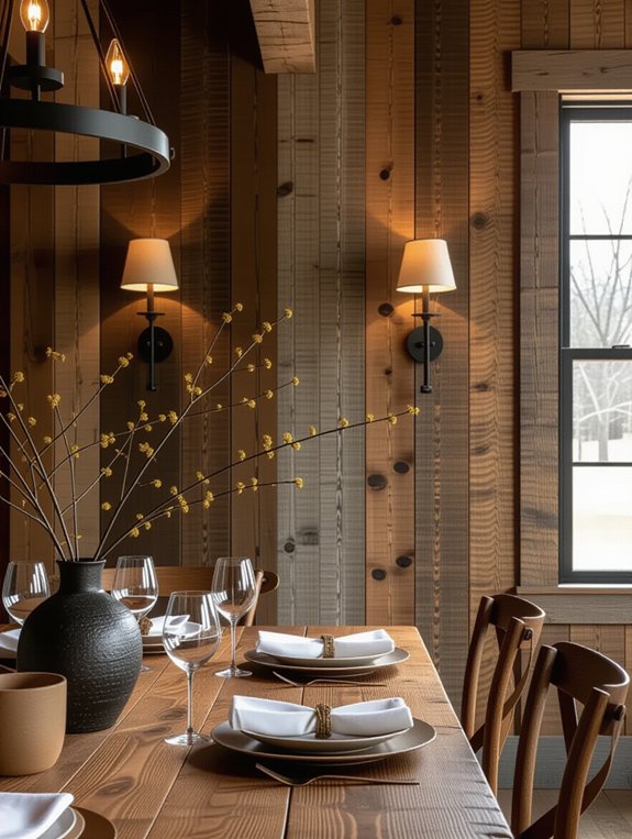 rustic wood and metal sconces