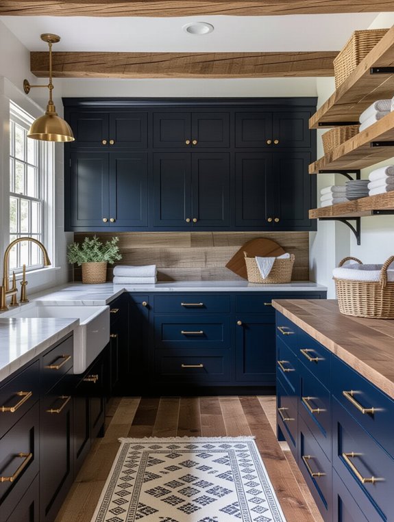 rustic wood and navy