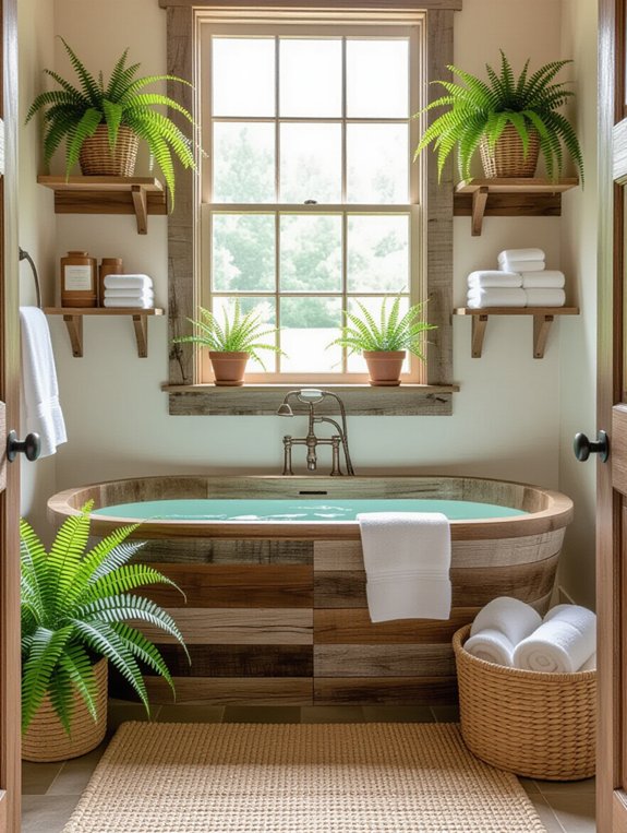 rustic wood bathroom accents