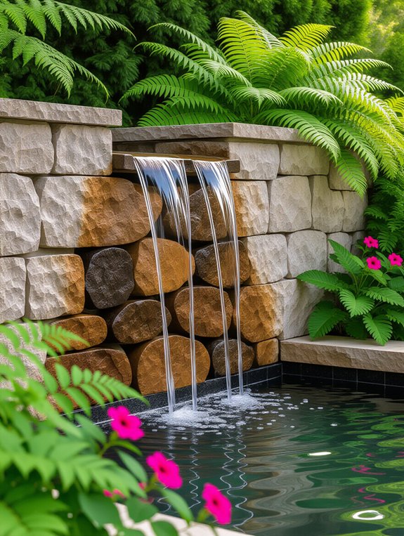 serene cascading stone water
