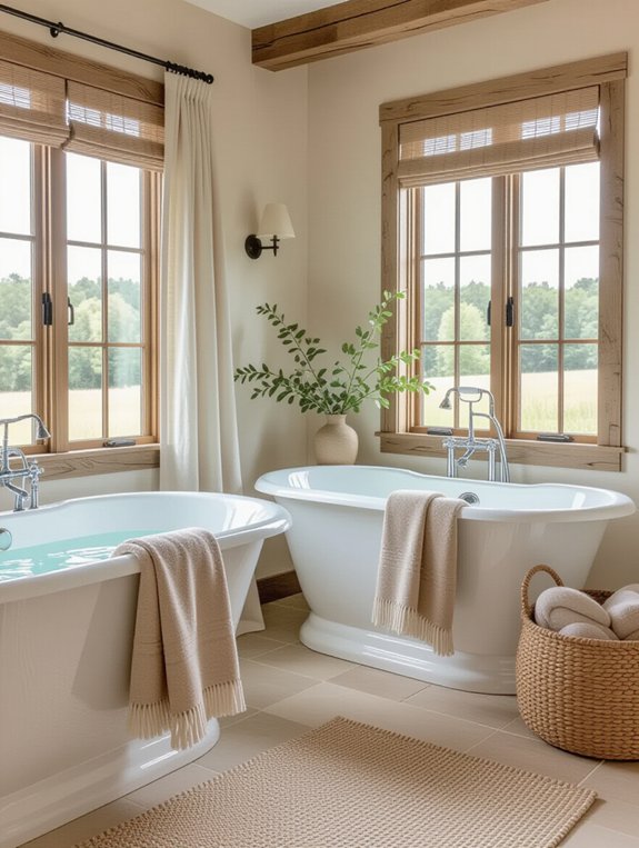serene farmhouse bathroom colors